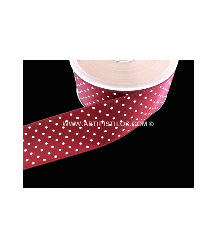RUBAN EN SATIN À POIS 38 MM.