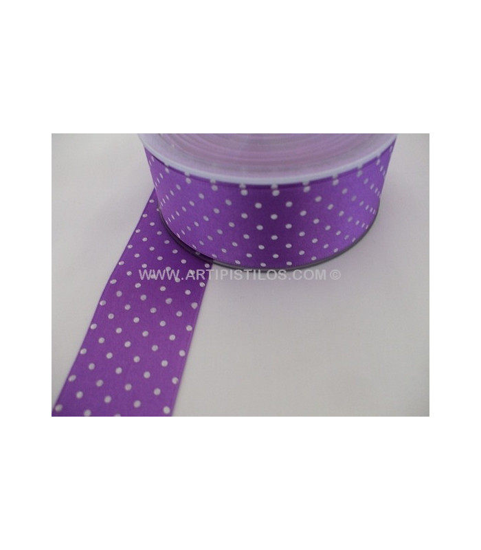 RUBAN EN SATIN À POIS 38 MM.