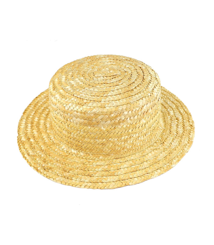 Canotier à Calotte Haute et Bord Court en Paille Tressée 100% Naturelle "ÁLAMO"