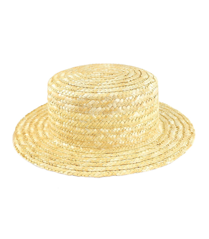Canotier à Calotte Haute et Bord Court en Paille Tressée 100% Naturelle "ÁLAMO"