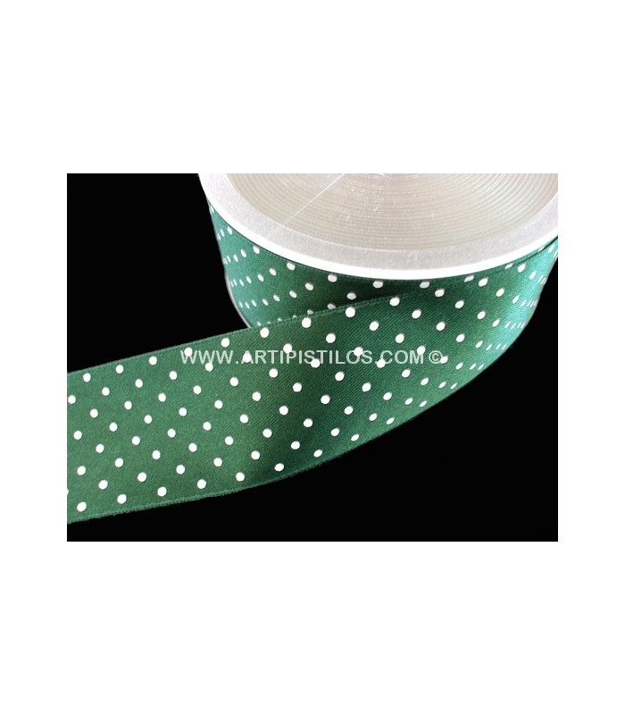 RUBAN EN SATIN À POIS 38 MM.