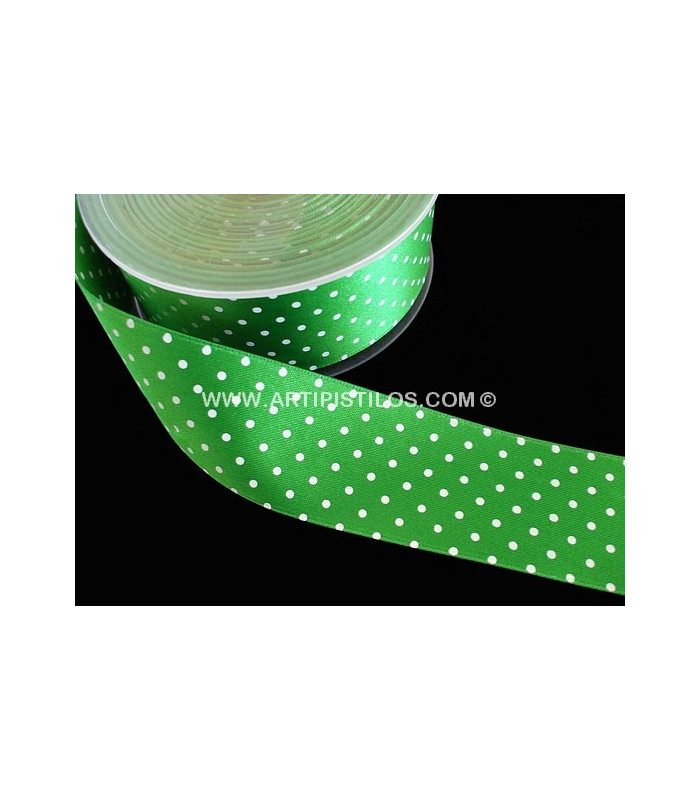 RUBAN EN SATIN À POIS 38 MM.