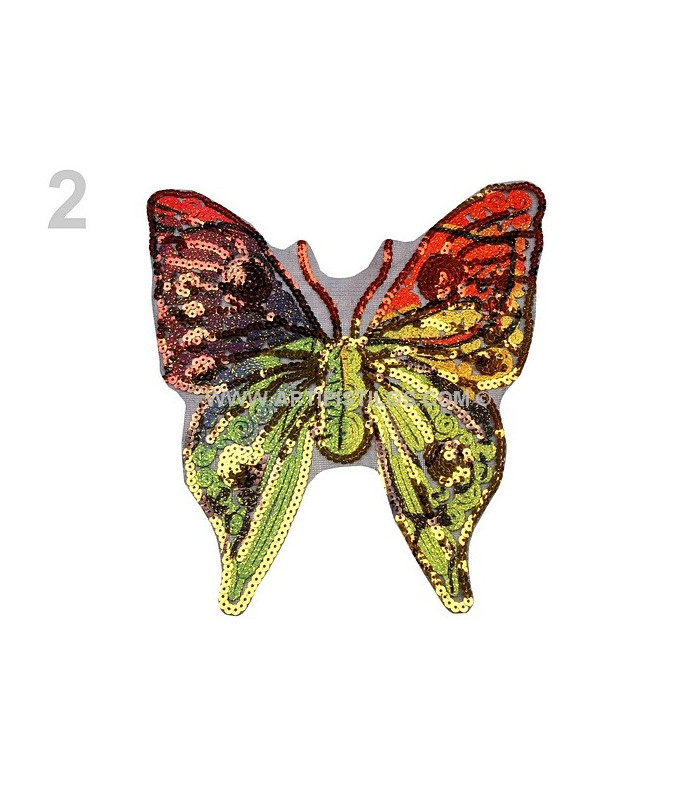 APPLICATION PAPILLON AVEC PAILLETTES 23 X 23 CMS.