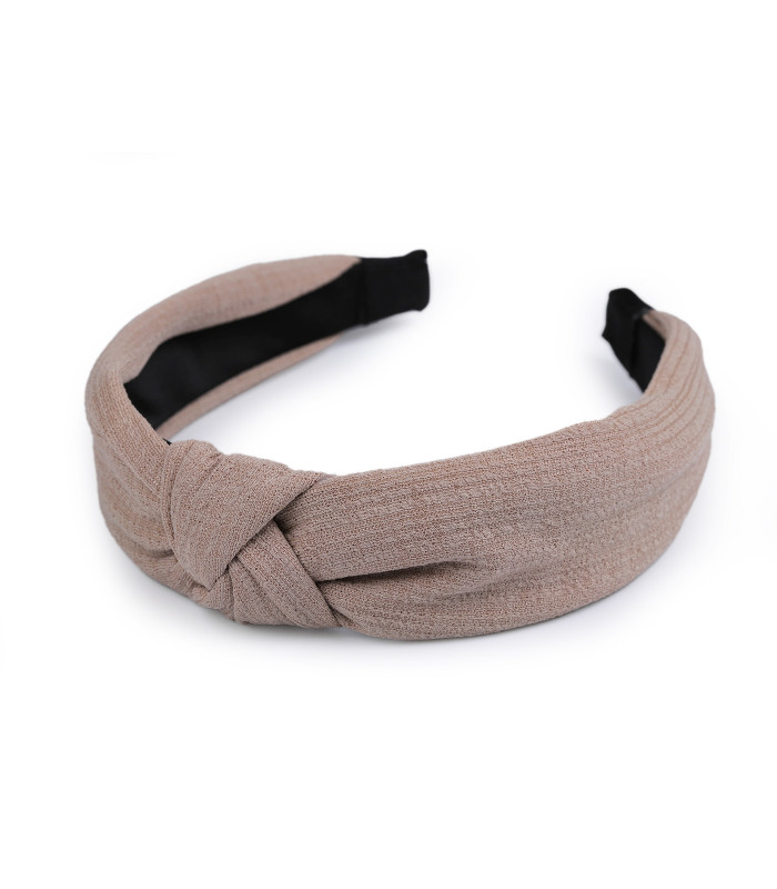 Bandeau Élégant en Tissu Unicolore à Structure Rayée avec Nœud