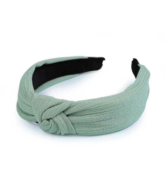 Bandeau Élégant en Tissu Unicolore à Structure Rayée avec Nœud