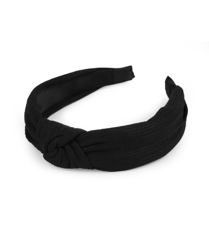 Bandeau Élégant en Tissu Unicolore à Structure Rayée avec Nœud