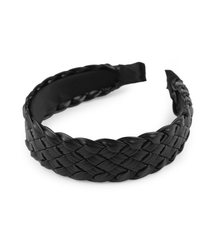 Bandeau large en simili cuir tressé - Élégance polyvalente