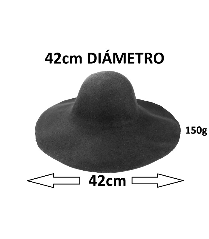 Cape en feutre 100% laine mérinos de couleur NOIRE - 42 cms. Ø / 150g