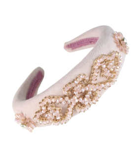 Serre-tête rembourré en suédine avec applications de cristal "PRISMA"