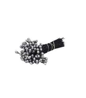 PISTIL PERLÉ GROS TÊTE ARGENT/TIGE NOIRE