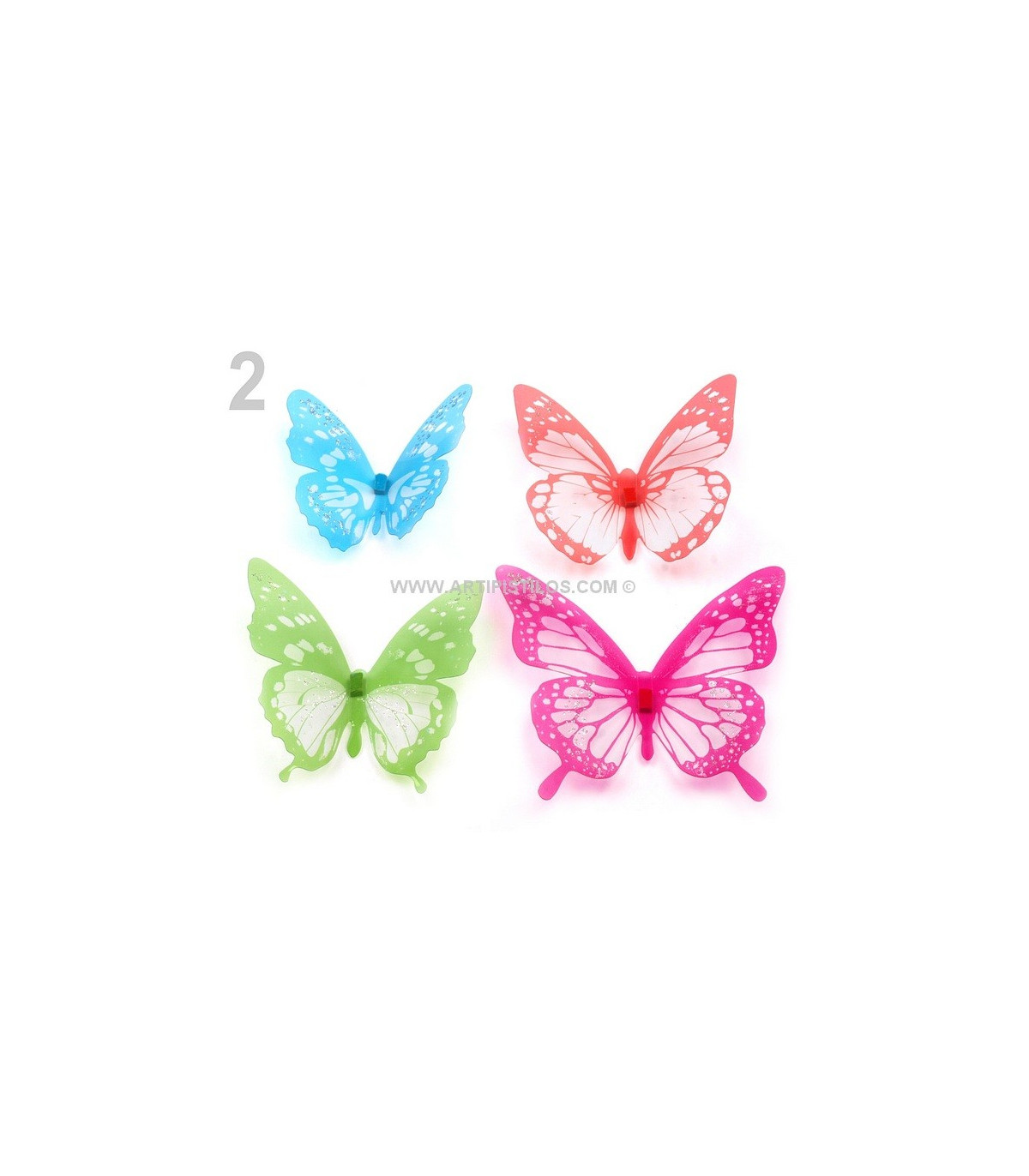 Lot Papillons 3D X 4 Unt. - Papillons - Matériaux pour coiffes, bases,  fleurs, plumes et plus encore.