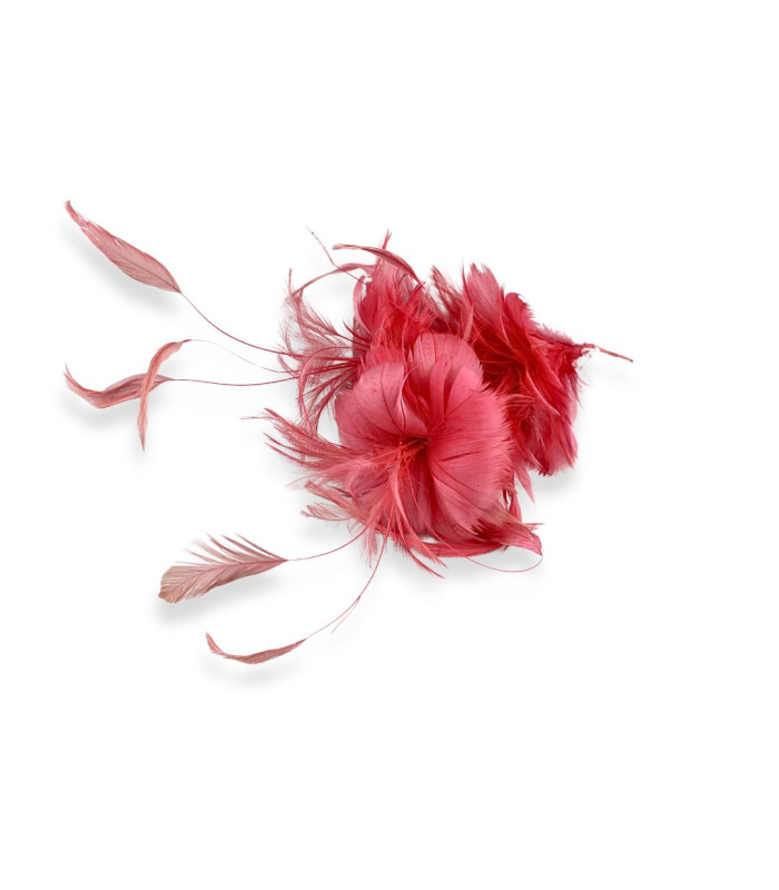 MONTAGE FLEUR EN PLUMES DE COQ