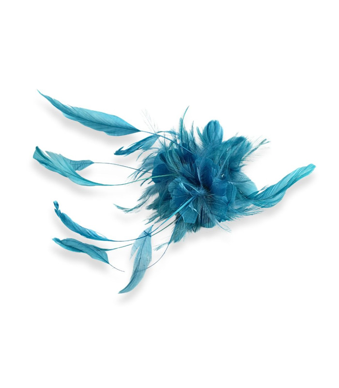 MONTAGE FLEUR EN PLUMES DE COQ