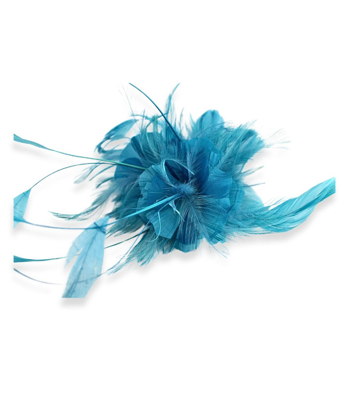 MONTAGE FLEUR EN PLUMES DE COQ