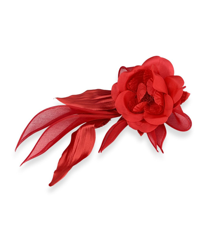 FLEUR EN ORGANZA AVEC PÉTALES EN SATIN