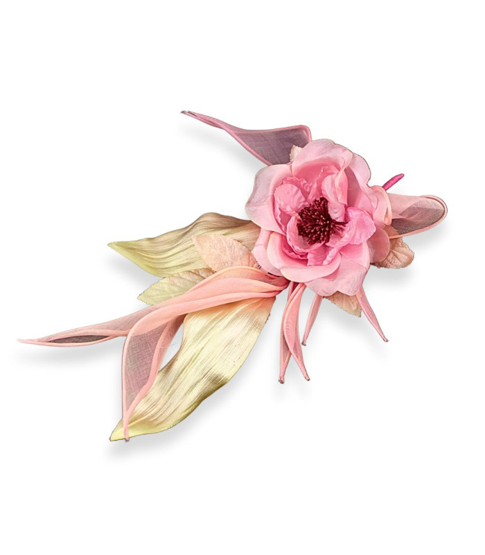 FLEUR EN ORGANZA AVEC PÉTALES EN SATIN
