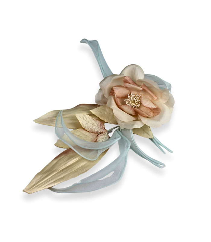 FLEUR EN ORGANZA AVEC PÉTALES EN SATIN