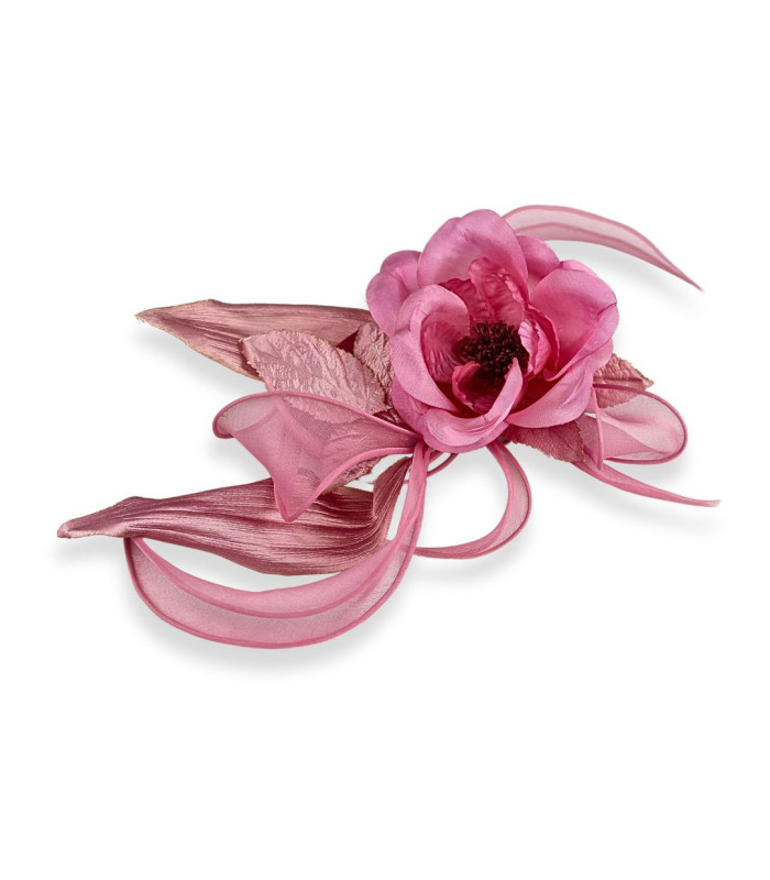 FLEUR EN ORGANZA AVEC PÉTALES EN SATIN