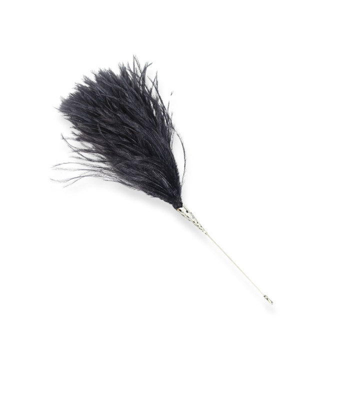 BROCHE EN PLUMES D'ÉMEU - ÉPINGLETTE DÉCORATIVE AVEC COUVRE-AIGUILLE