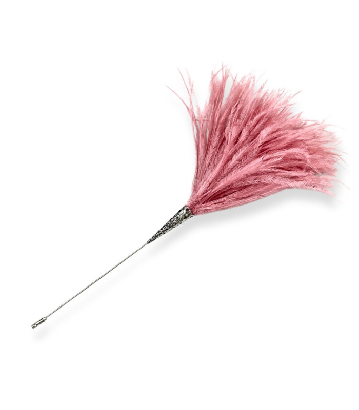 BROCHE EN PLUMES D'ÉMEU - ÉPINGLETTE DÉCORATIVE AVEC COUVRE-AIGUILLE