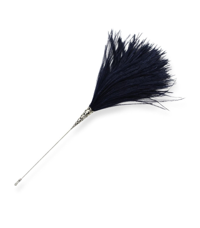 BROCHE EN PLUMES D'ÉMEU - ÉPINGLETTE DÉCORATIVE AVEC COUVRE-AIGUILLE