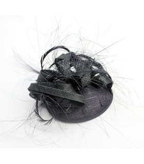 TOCADO EN SINAMAY AVEC PLUMES D'OCA BIOT ET DE PAON BRÛLÉ