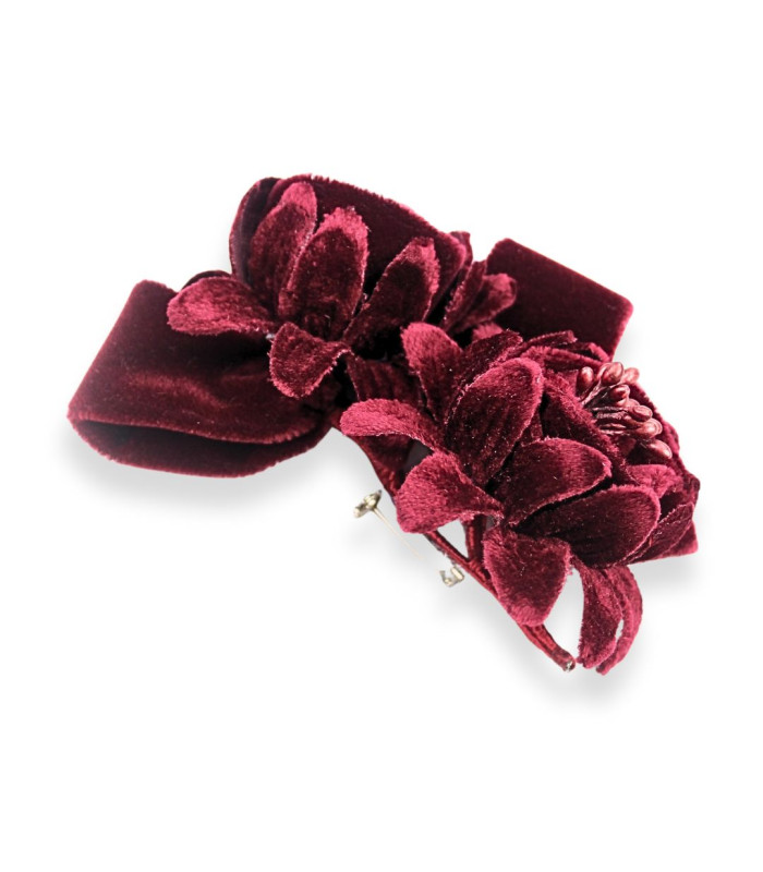 BOUQUET DE 2 FLEURS EN VELOURS AVEC PISTILS