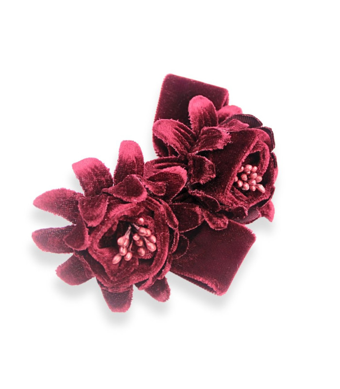 BOUQUET DE 2 FLEURS EN VELOURS AVEC PISTILS