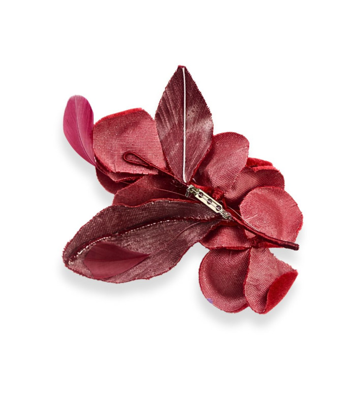 BOUQUET DE FLEURS EN VELOURS AVEC PLUMES ET PAILLETTES