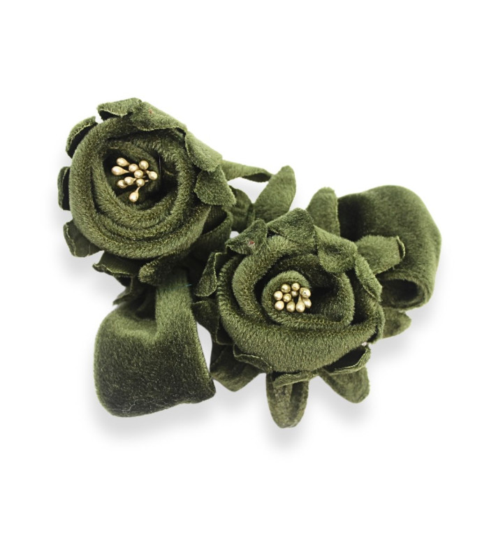 BOUQUET DE 2 FLEURS EN VELOURS AVEC PISTILS