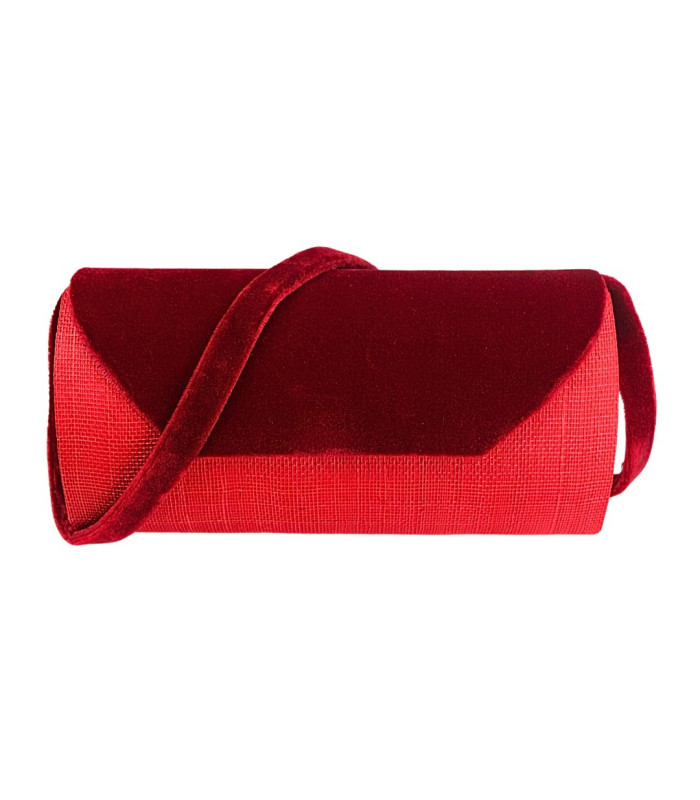 SAC ROUGE EN SINAMAY ET VELOURS