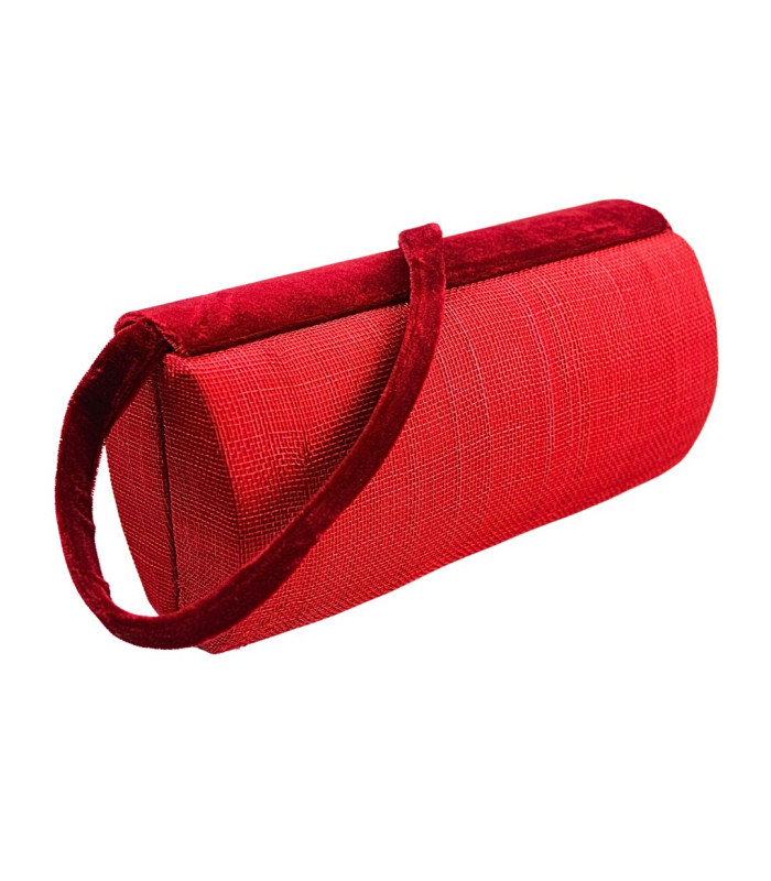 SAC ROUGE EN SINAMAY ET VELOURS