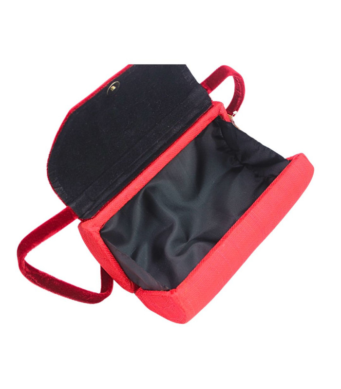 SAC ROUGE EN SINAMAY ET VELOURS