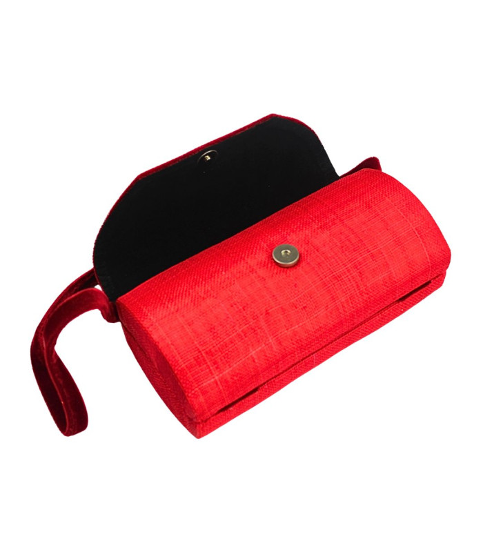 SAC ROUGE EN SINAMAY ET VELOURS