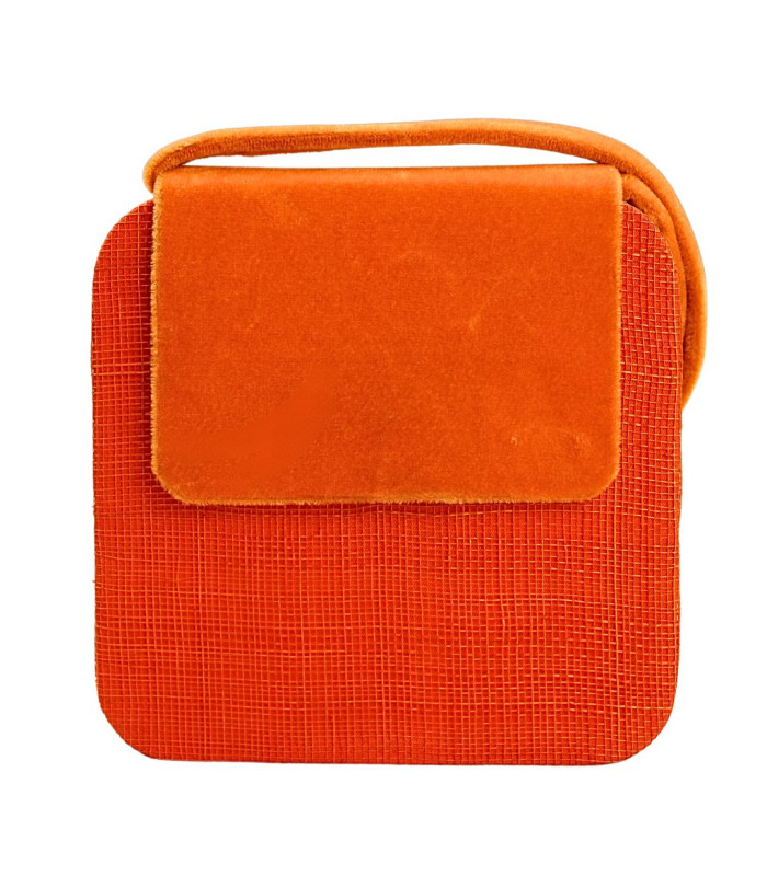 SAC CARRÉ EN SINAMAY ET VELOURS ORANGE