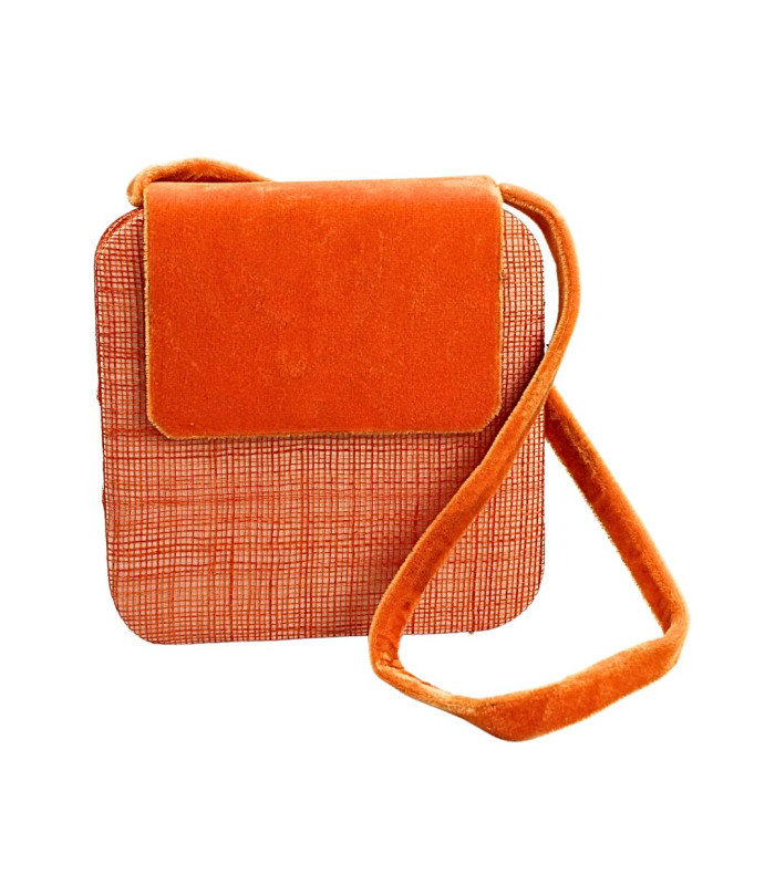 SAC CARRÉ EN SINAMAY ET VELOURS