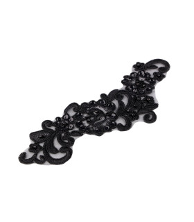 APPLIQUÉ EN DENTELLE AVEC PERLES ET PAILLETTES – 8X24CM