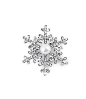 BROCHE FLOCON DE NEIGE AVEC PERLE