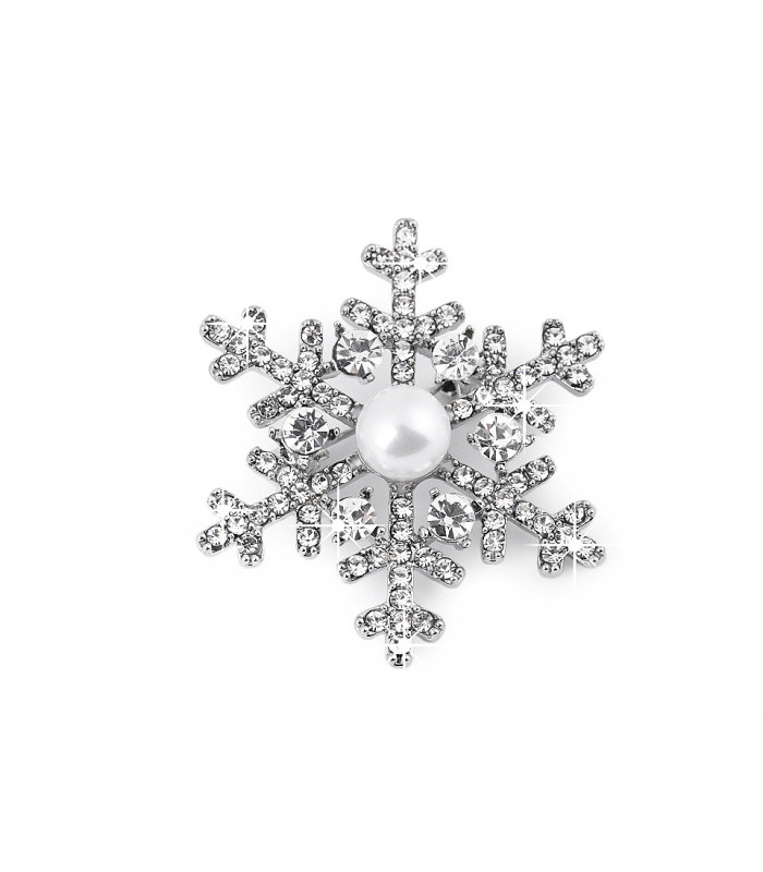 BROCHE FLOCON DE NEIGE AVEC PERLE