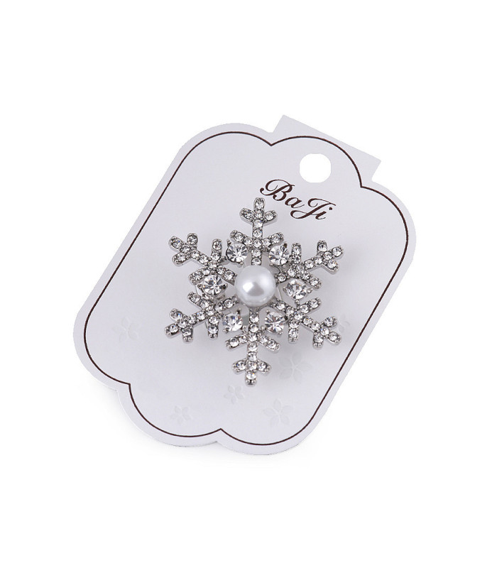 BROCHE FLOCON DE NEIGE AVEC PERLE