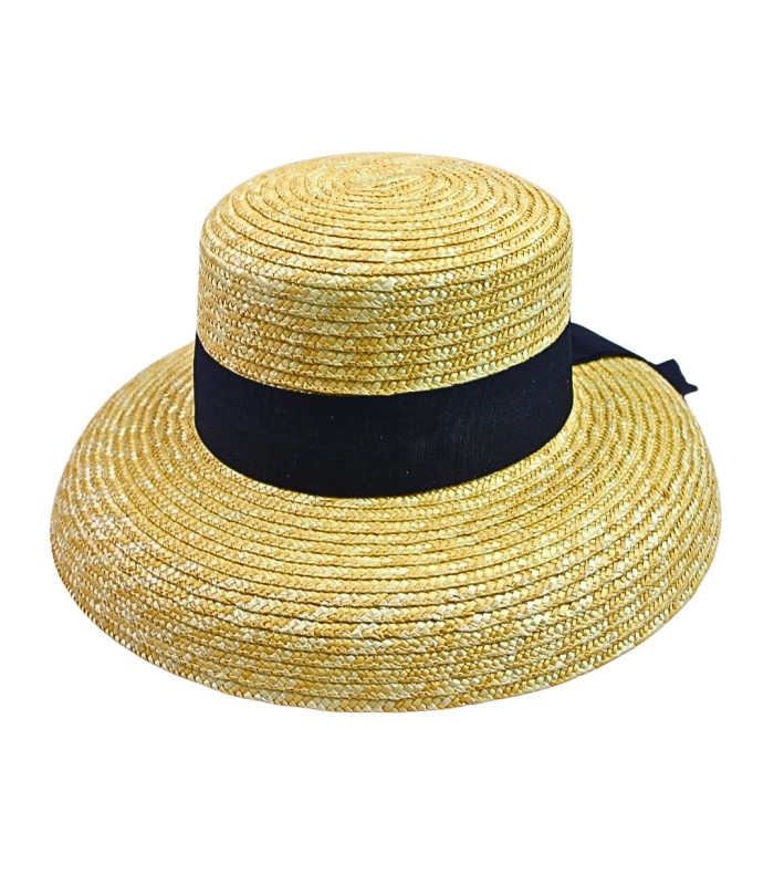 PAMELA EN PAILLE NATURELLE TRESSÉE AVEC RUBAN – AJUSTABLE