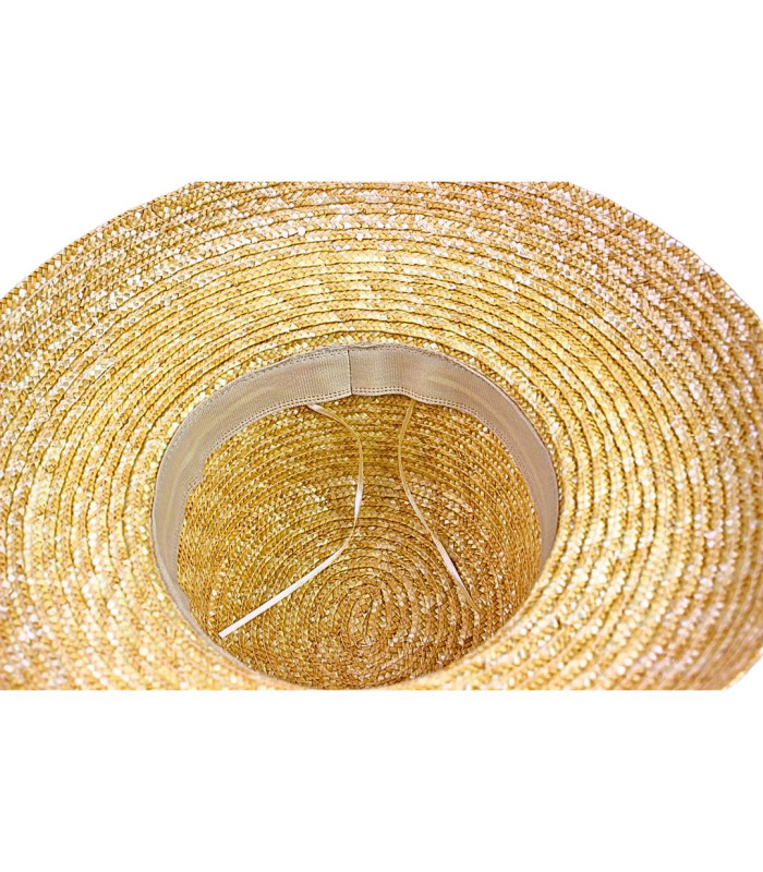 PAMELA EN PAILLE NATURELLE TRESSÉE AVEC RUBAN – AJUSTABLE