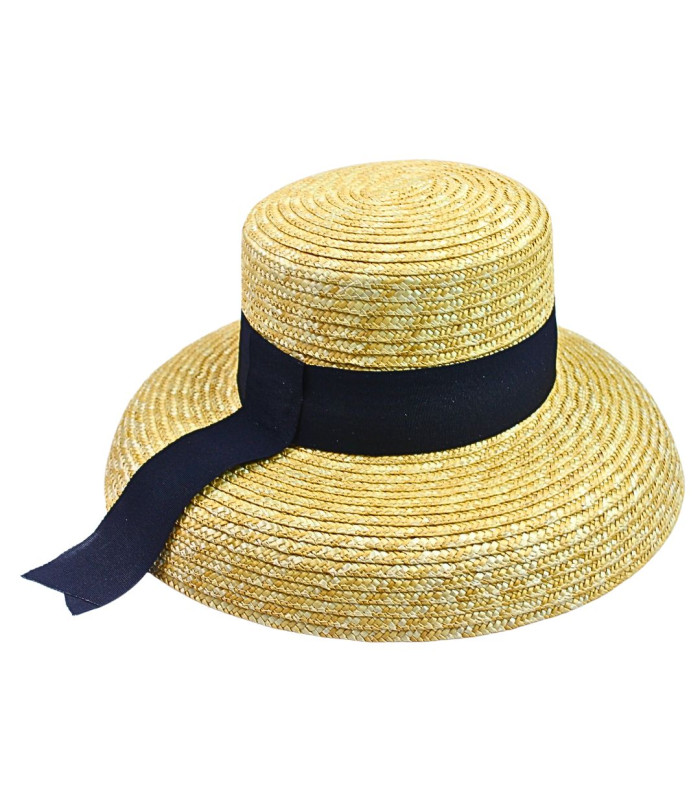 PAMELA EN PAILLE NATURELLE TRESSÉE AVEC RUBAN – AJUSTABLE