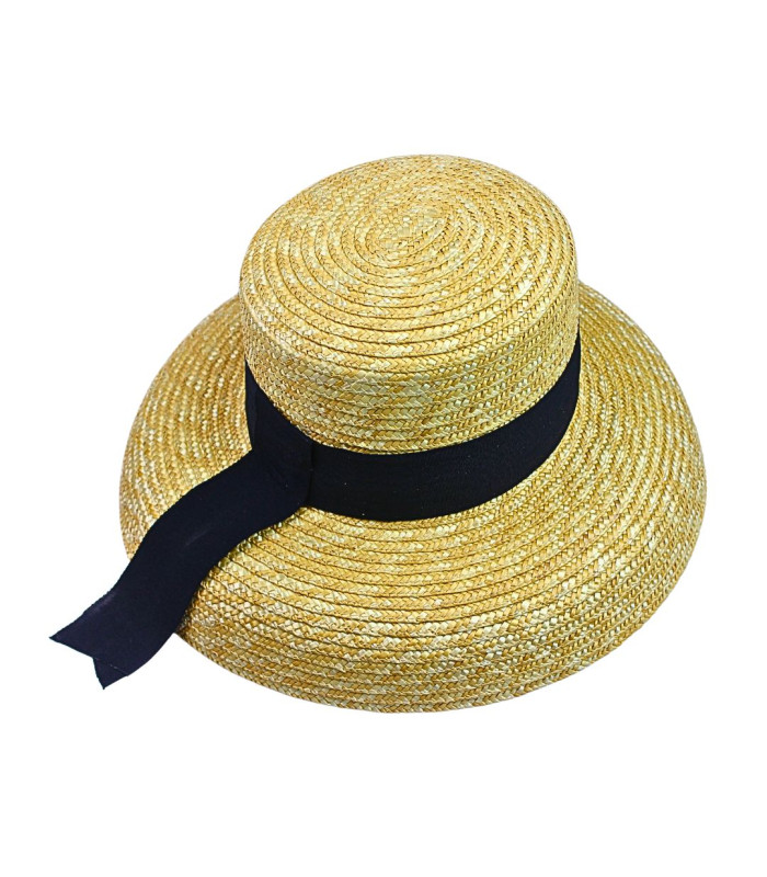 PAMELA EN PAILLE NATURELLE TRESSÉE AVEC RUBAN – AJUSTABLE