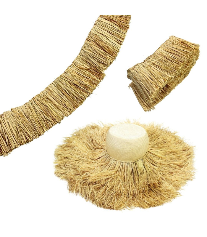 FRANGES EN RAFFIA NATUREL 100% - 5CM X 1M