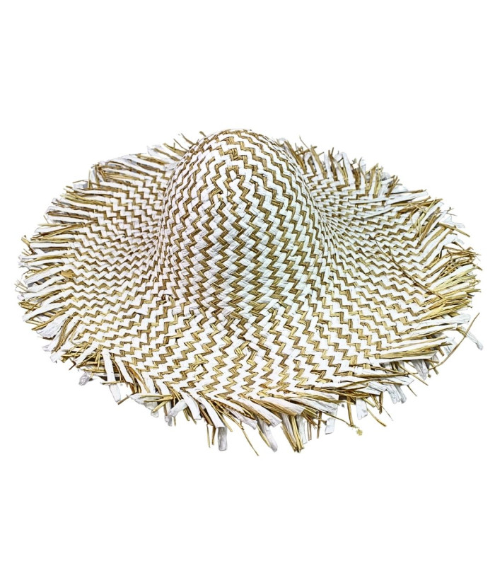 CAPELINE MÉLANGÉE EN FIBRE DE PAPIER ET RAFIA EN MOTIF ZIGZAG