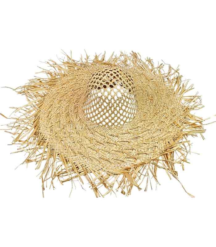 CAPELINE EN RAFIA 100 % AVEC CALOTTE AJOURÉE