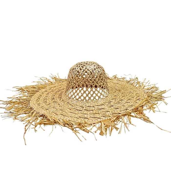 CAPELINE EN RAFIA 100 % AVEC CALOTTE AJOURÉE