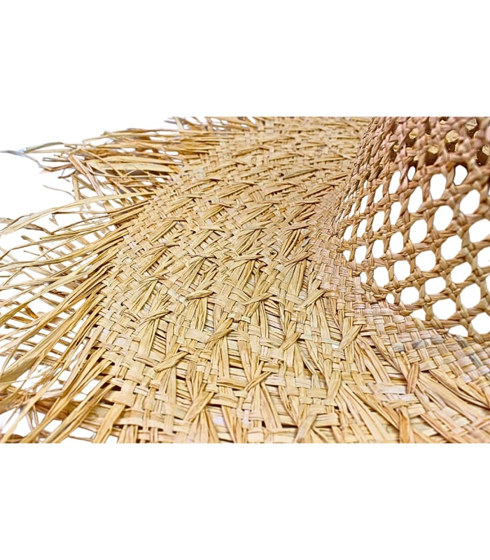 CAPELINE EN RAFIA 100 % AVEC CALOTTE AJOURÉE