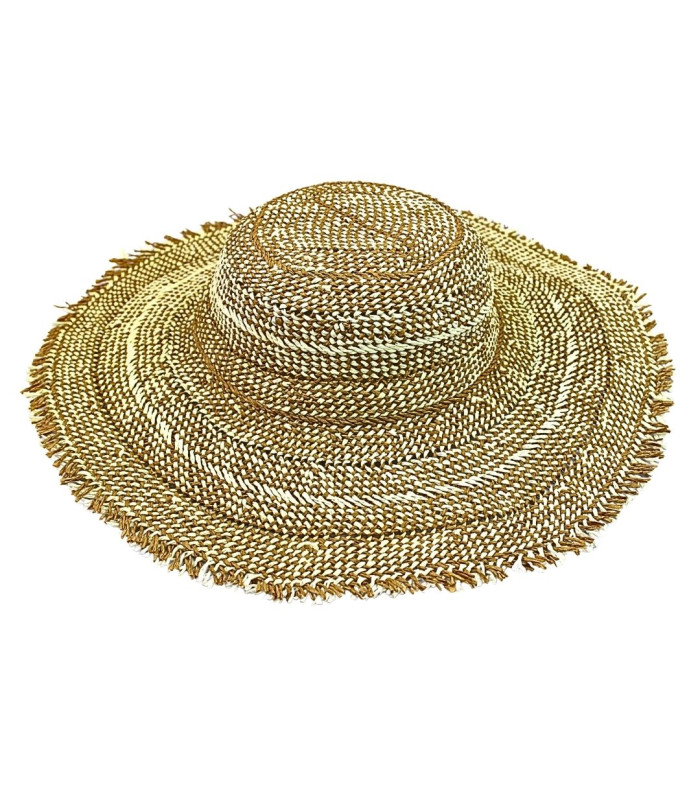 CAPELINE EN FIBRE DE PAPIER BICOLORE AVEC FINITION À FRANGES